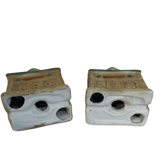 Miniature Christmas Holiday Old Village Houses Chimney Ceramic Primitive Lot of - Picture 5 of 5